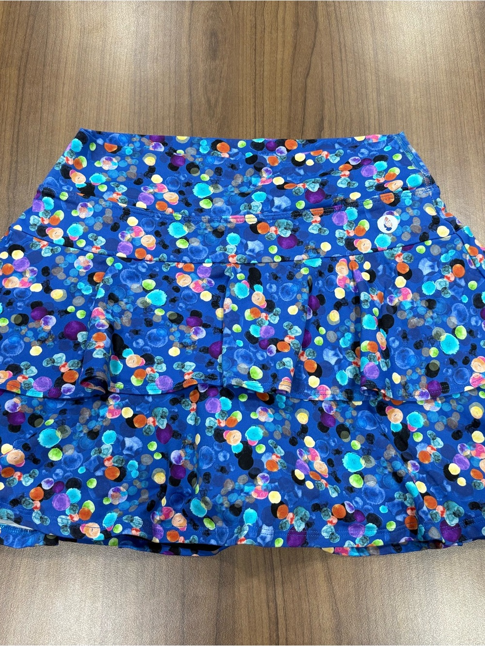 Dona Jo JoJo Skort Small Blue Polka Dot Layered Ruffle Tennis Golf Pickleball